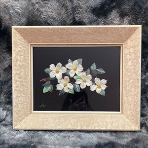 Vintage Floral Art Print in Textured Frame